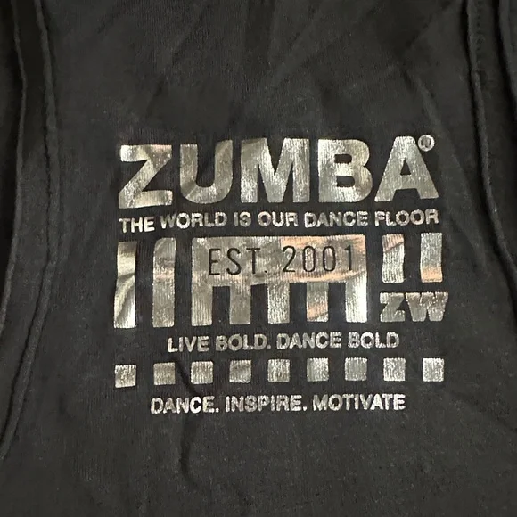 Zumba Fitness Black Tank Top with Metallic Graphic - Picture 5 of 5